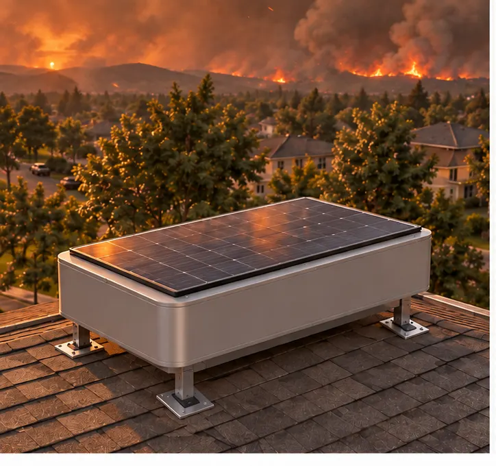 Concept visualization of the PyroVeil rooftop housing in the stored stage